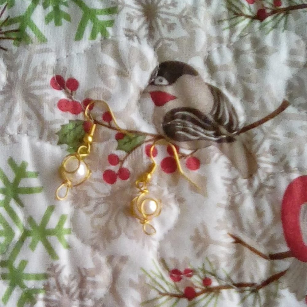 💮Gold and Pearl dangle fashion earrings